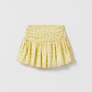 Zara Flower Print Chiffon Skirt Yellow